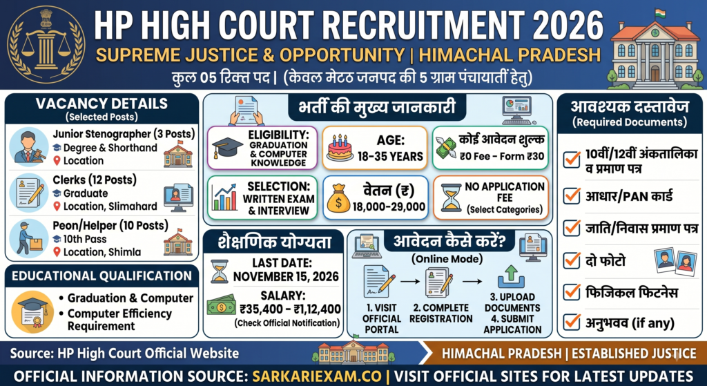 HP High Court Recruitment 2026